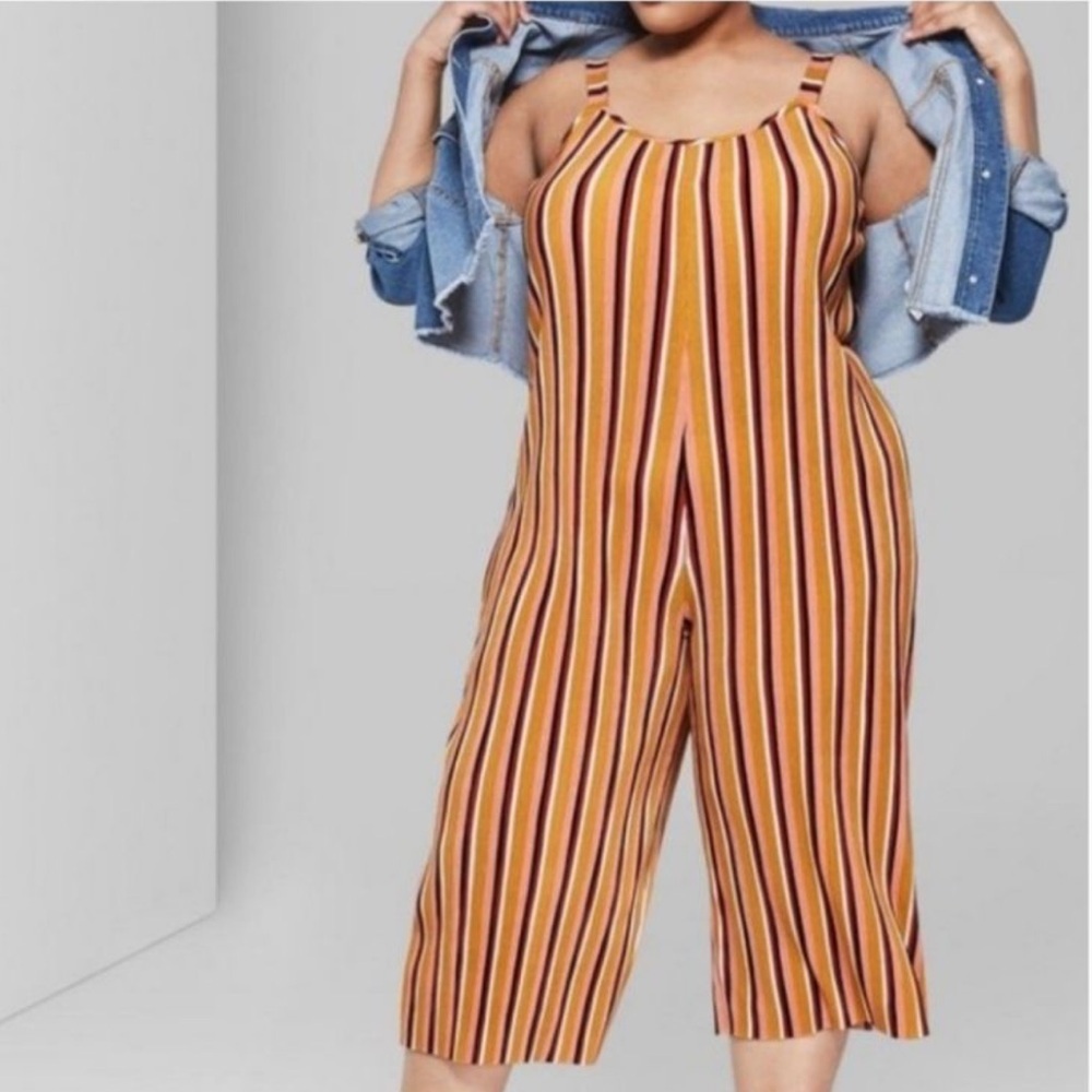 Wild Fable Striped Pleated Knit Jumpsuit Size XL